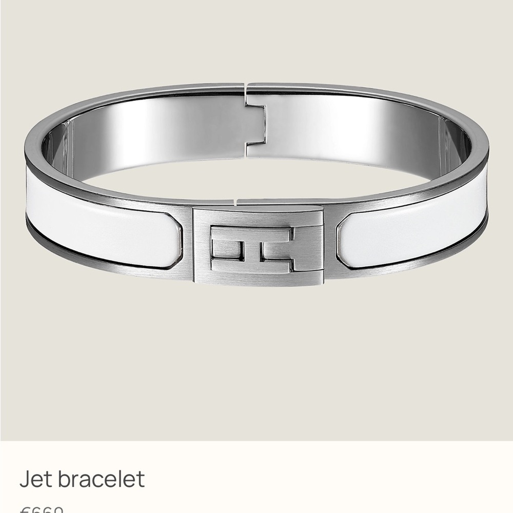 Authentic HERMES jet bracelet white with silver - Picture 1 of 10